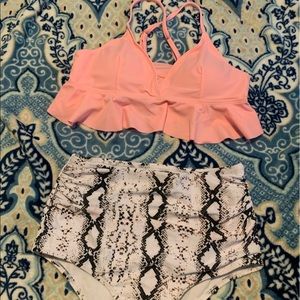 High waisted snakeskin swimsuit